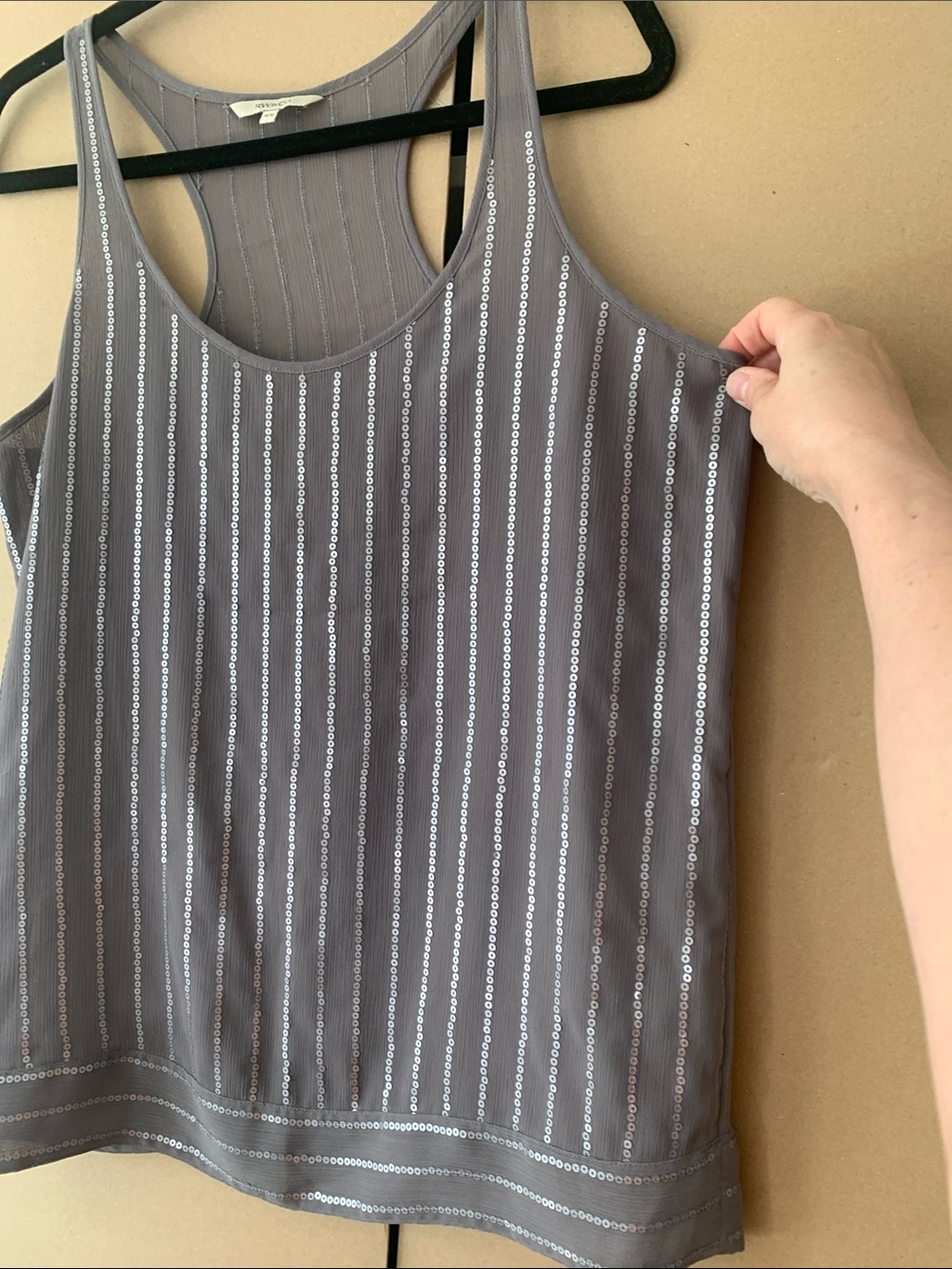 RW&CO Gray Sheer Striped Racerback Tank - Picture 2 of 8